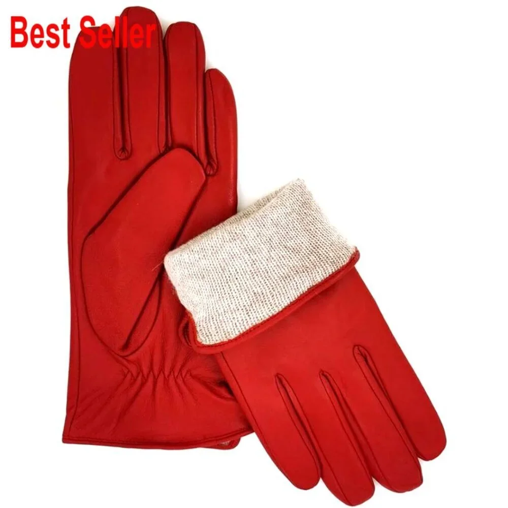 Cashmere Lined Sheepskin Leather Gloves Touchscreen Winter Driving